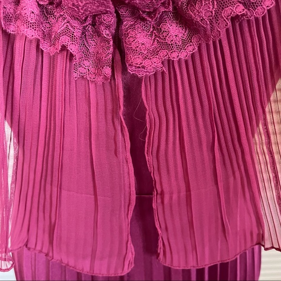 Vintage 70s 80s Lace Pleated Maxi - Picture 5 of 9